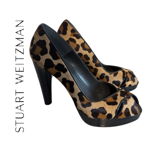 Stuart Weitzman Shoes - Stuart Weitzman Animal Print Peep Toe Heels
